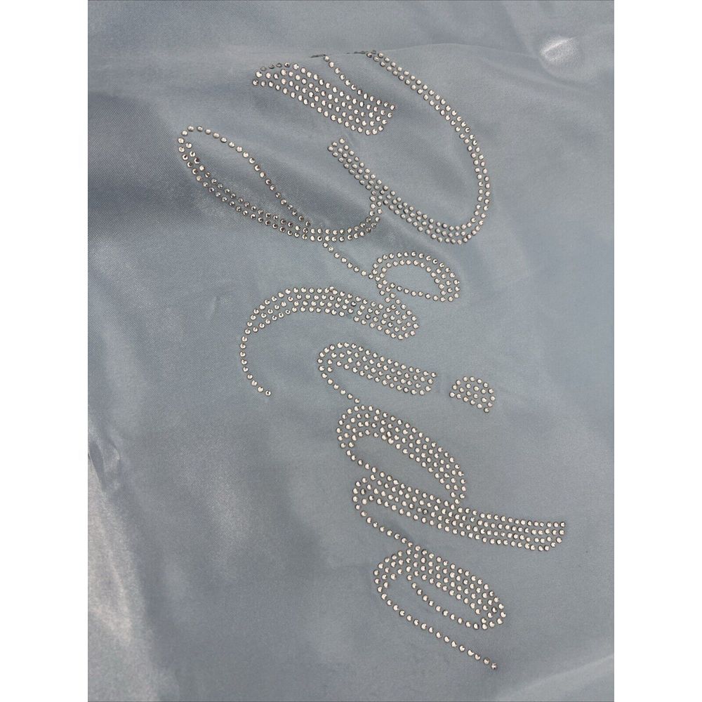 Satin Blue Bride Rhinestone Silk Bath Robe - Picture 5 of 9